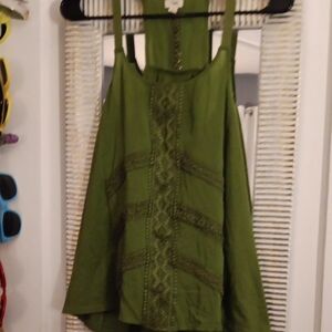 Green Lace Detail  Sleeveless Top